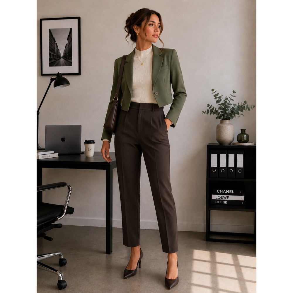Talbots Petites Signature Dark Brown Straight Leg Dress Pants Size 4P Side Vents